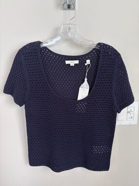 Navy blue designer knit sweater